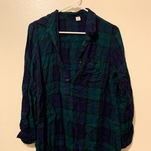 Blue and green flannel dress